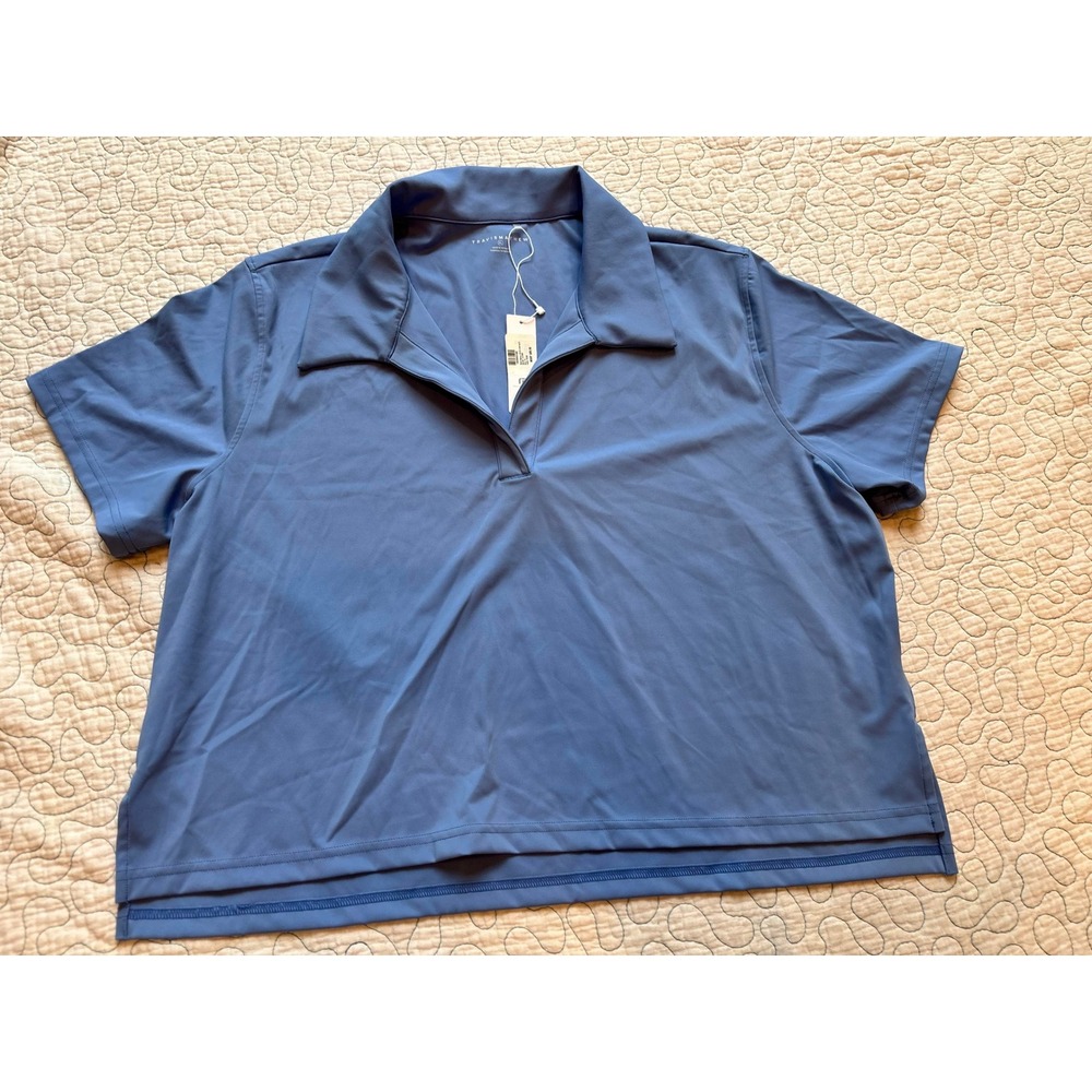 Travis Mathew Womens Deco District Boxy Size XL Blue Short Sleeve Polo Shirt